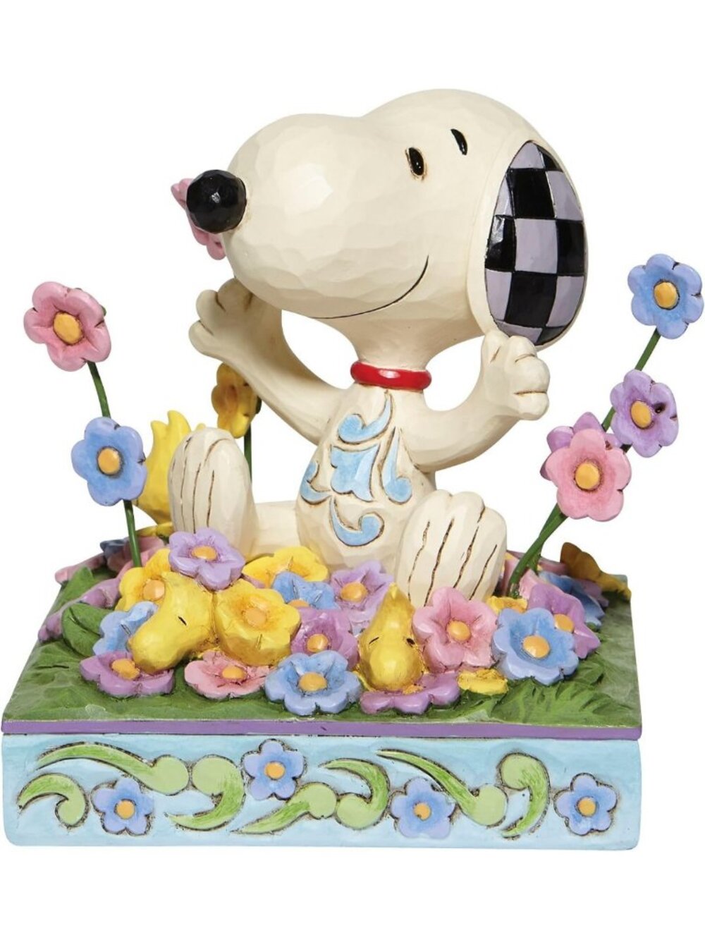 Adorable Snoopy Figurine in Flowers, 4.75 Inch, Colorful Home Decor Collectible